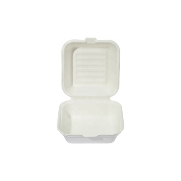 6inch Disposable Sugarcane Bagasse lunch box with clamshell